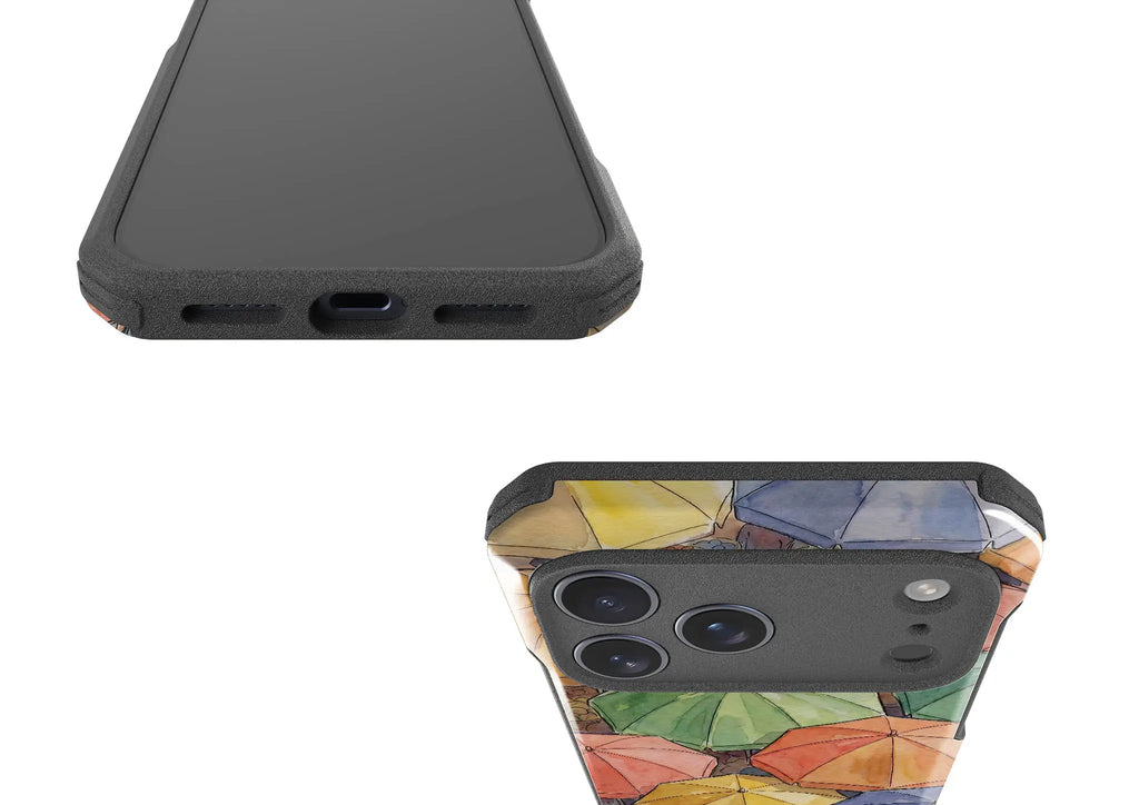 Market Umbrellas from Above by Tobi Akinyemi — Impact Armour MagSafe Case for iPhone — Finnaij