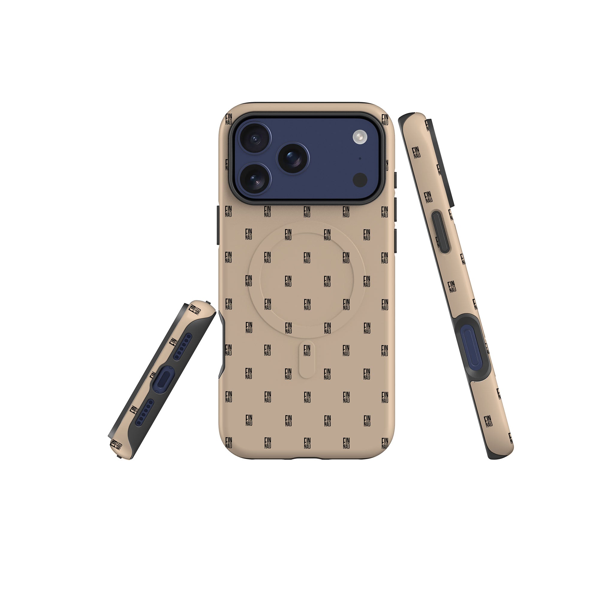 Monogram Beige Harvest — Magsafe Tough Case for iPhone — Three Quarter — Finnaij