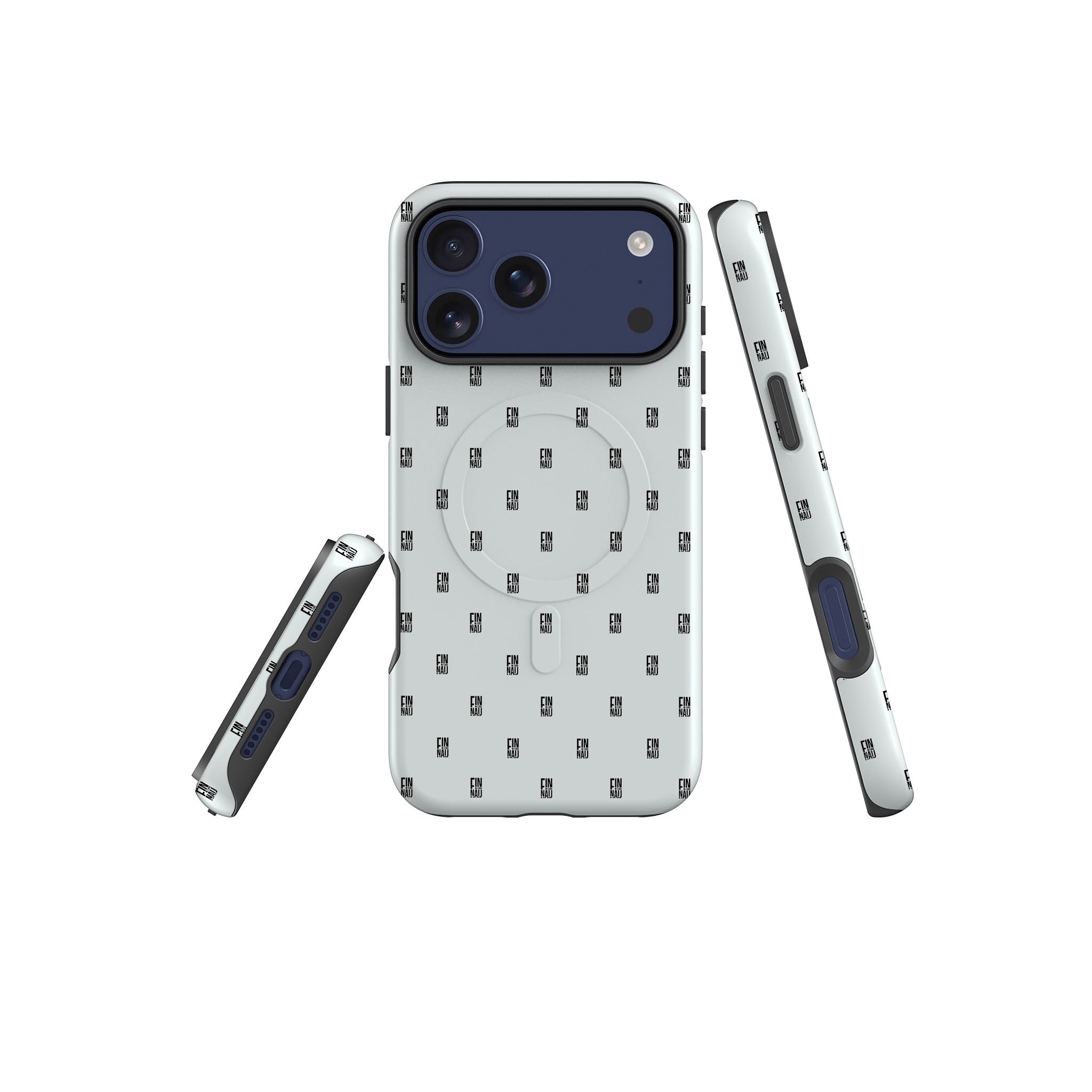 Monogram Snow — Magsafe Tough Case for iPhone — Three Quarter — Finnaij