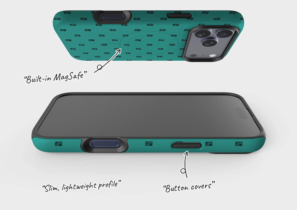 Monogram Teal — Magsafe Tough Case for iPhone — Finnaij