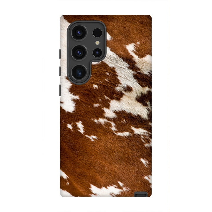 Elegant cowhide phone case tailored for Samsung Galaxy, offering a durable and fashionable design.
