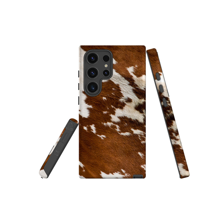 Elegant cowhide phone case tailored for Samsung Galaxy, offering a durable and fashionable design.