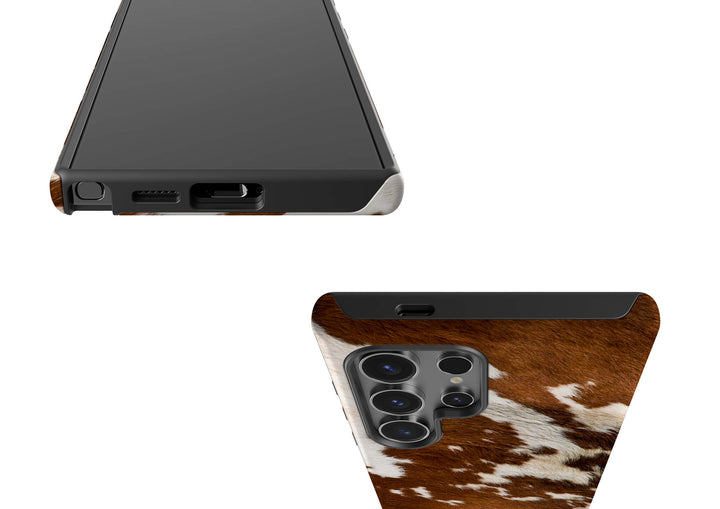 Elegant cowhide phone case tailored for Samsung Galaxy, offering a durable and fashionable design.