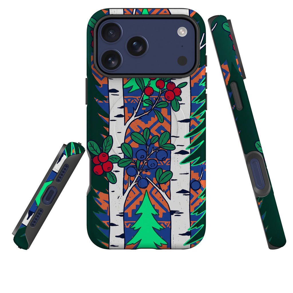 Nordic Forest by Aino Kallio — Magsafe Tough Case for iPhone — Three Quarter — Finnaij