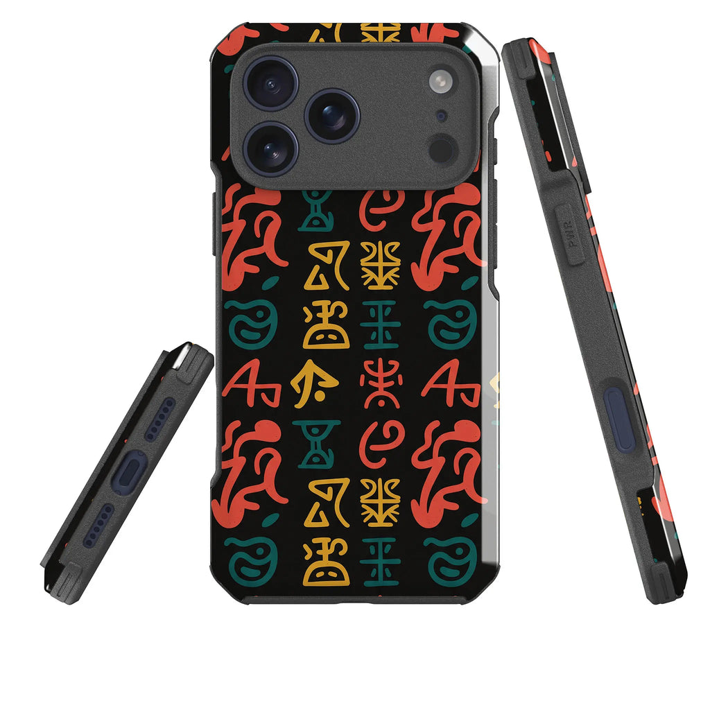 Nsibidi Pulse by Ada Okoye — Impact Armour MagSafe Case for iPhone — Three Quarter — Finnaij