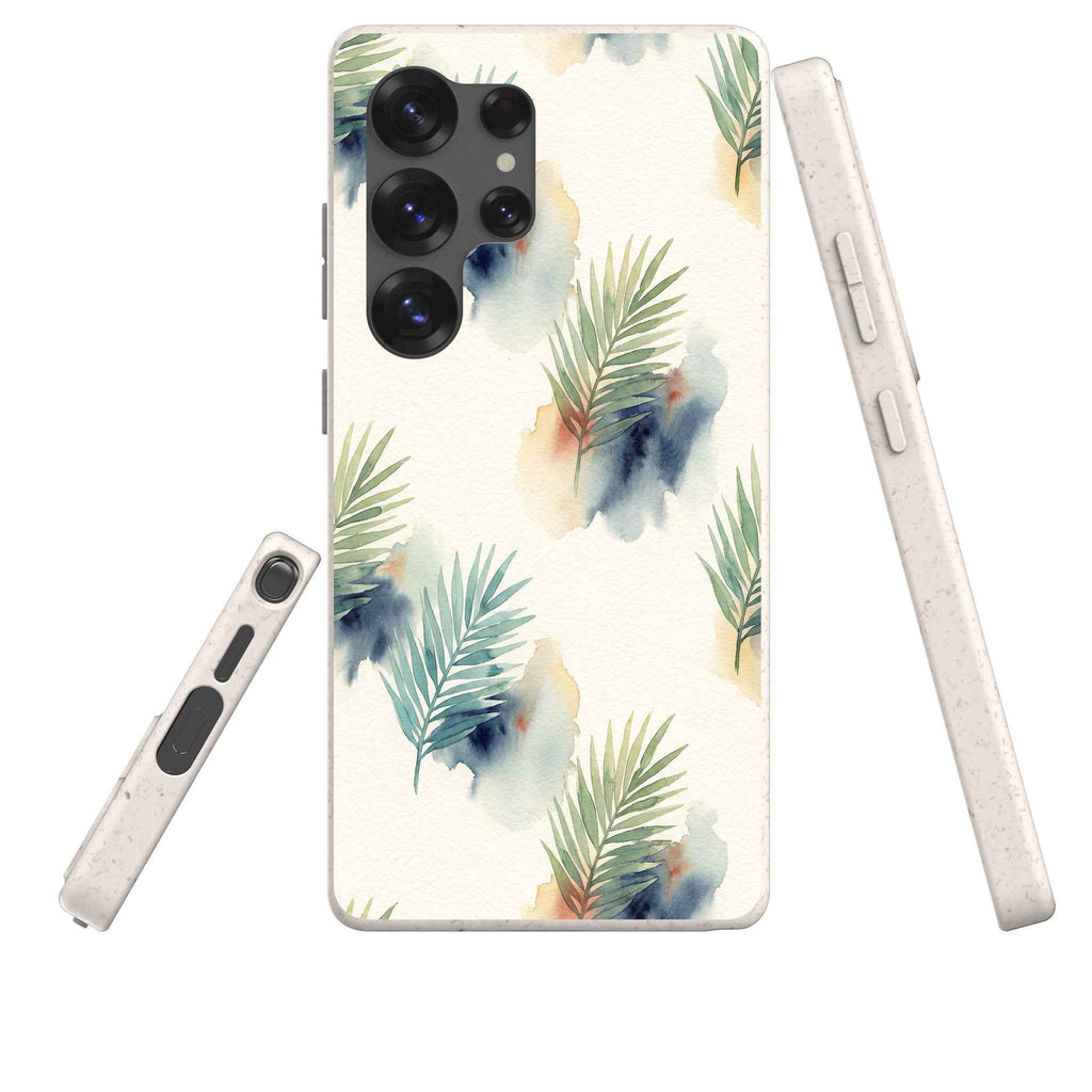 Palm Frond Breeze Pattern by Tobi Akinyemi — Galaxy Bio-degradable Case for Samsung Galaxy — Three Quarter — Finnaij