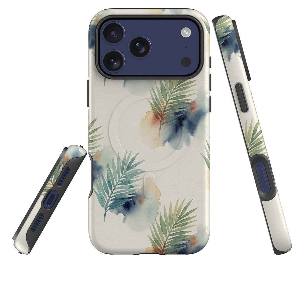 Palm Frond Breeze Pattern by Tobi Akinyemi — MagSafe Tough Case for iPhone — Three Quarter — Finnaij