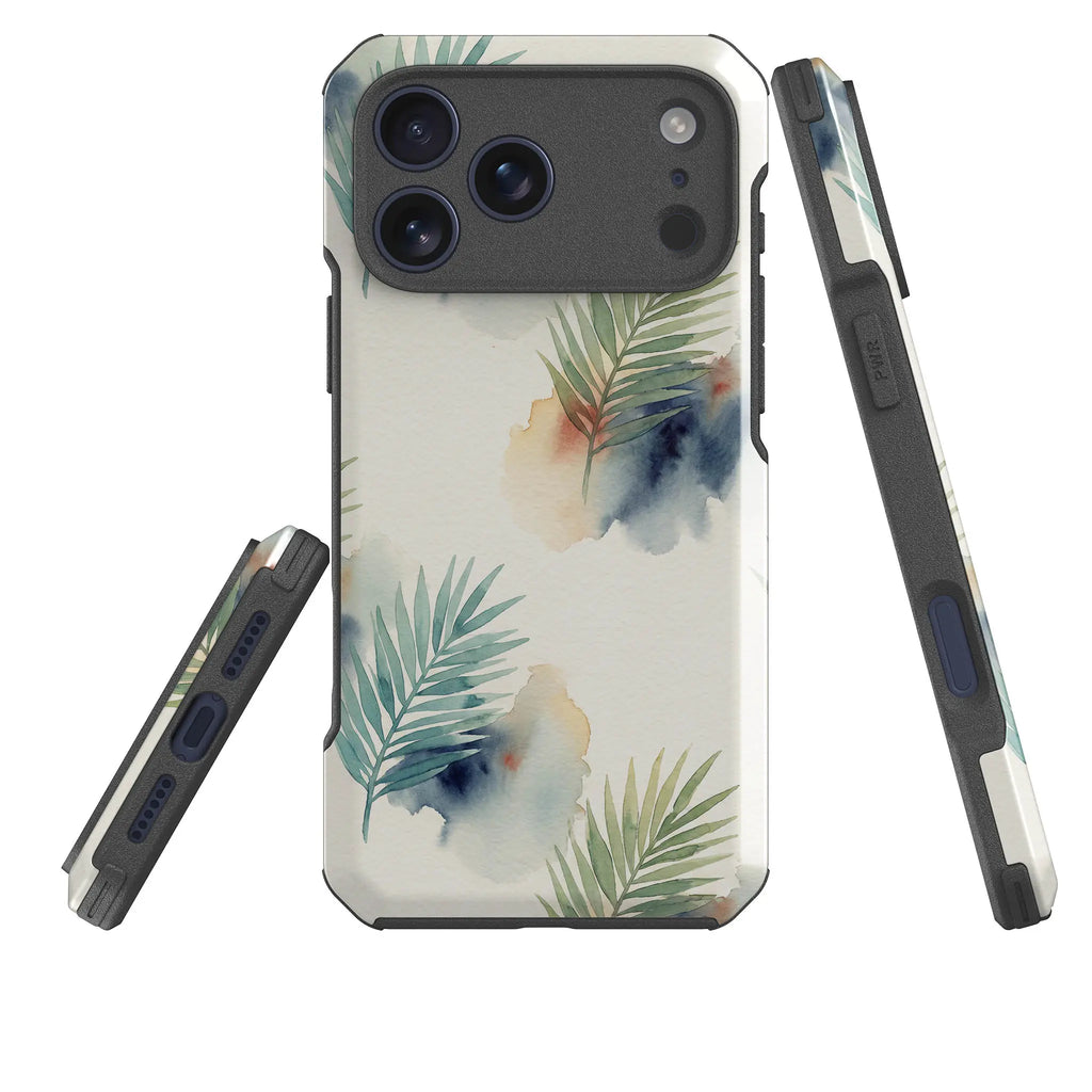 Palm Frond Breeze Pattern by Tobi Akinyemi — Impact Armour MagSafe Case for iPhone — Three Quarter — Finnaij