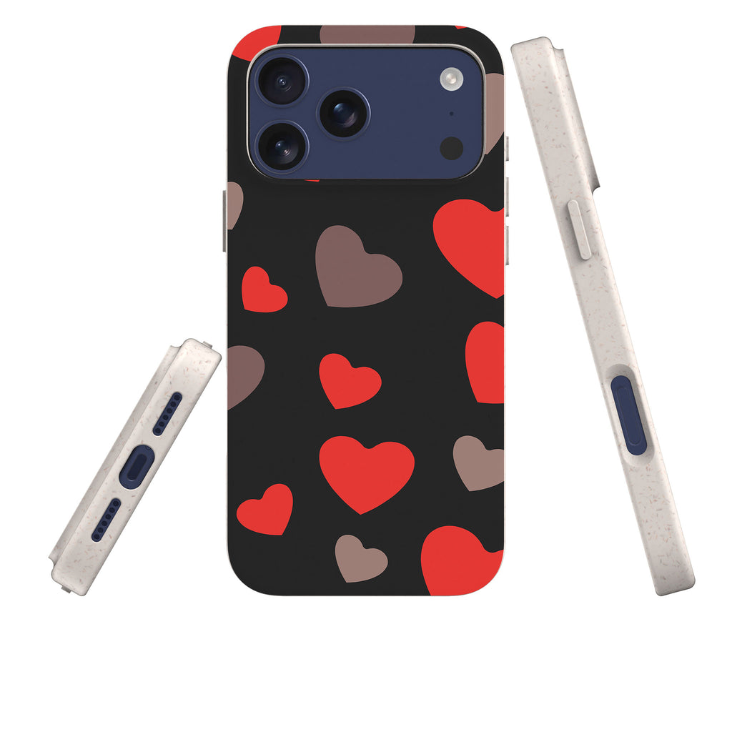 Red Hearts — iPhone Bio-degradable Case — Three Quarter — Finnaij