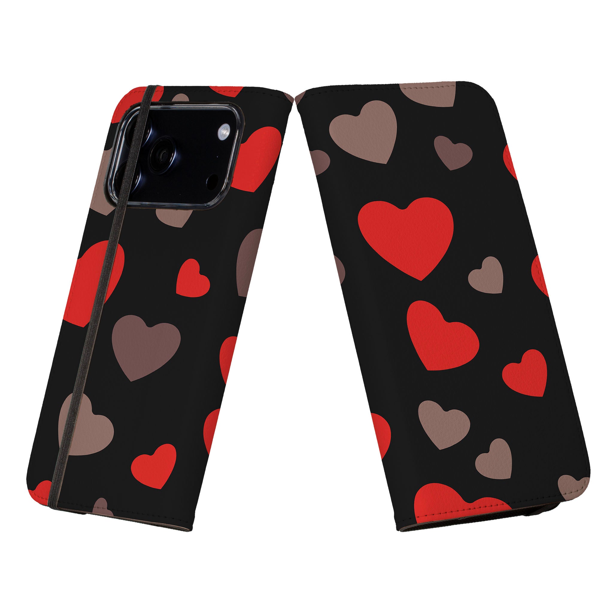 Red Hearts — Folio Wallet Case for iPhone — Finnaij