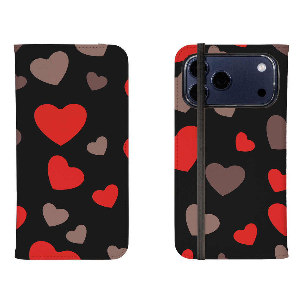 Red Hearts — Folio Wallet Case for iPhone — Finnaij