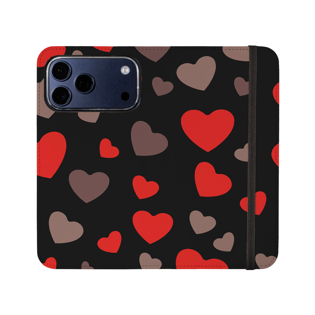 Red Hearts — Folio Wallet Case for iPhone — Finnaij