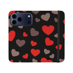Red Hearts — Folio Wallet Case for iPhone — Finnaij