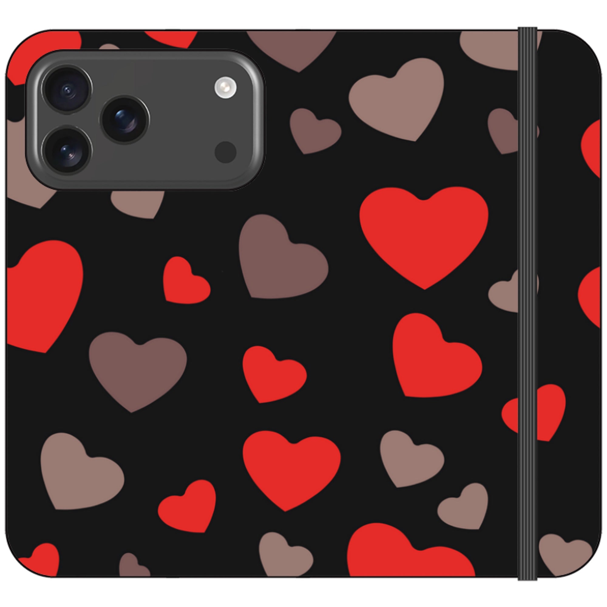 Red Hearts — Folio Wallet Case for iPhone — Finnaij