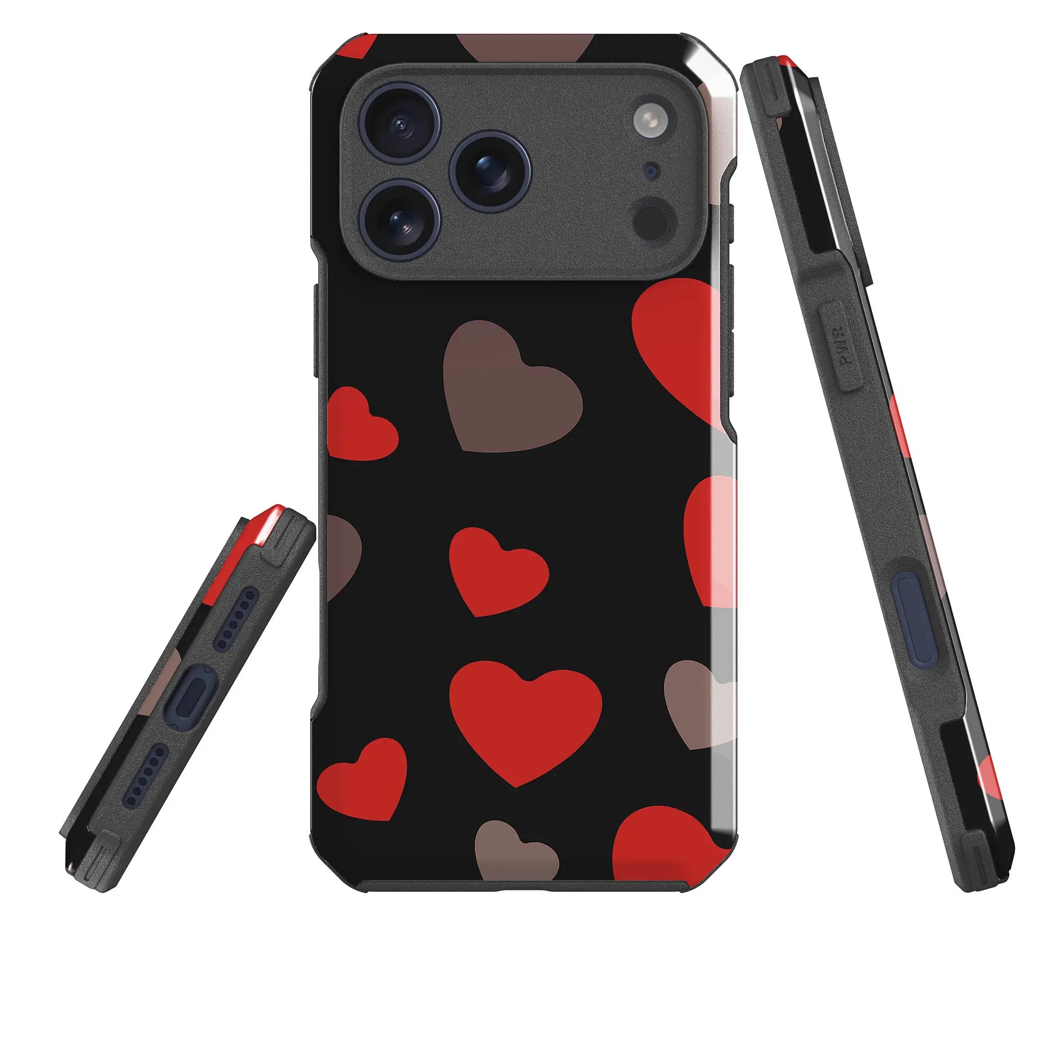 Red Hearts — Impact Armour MagSafe Case for iPhone — Three Quarter — Finnaij