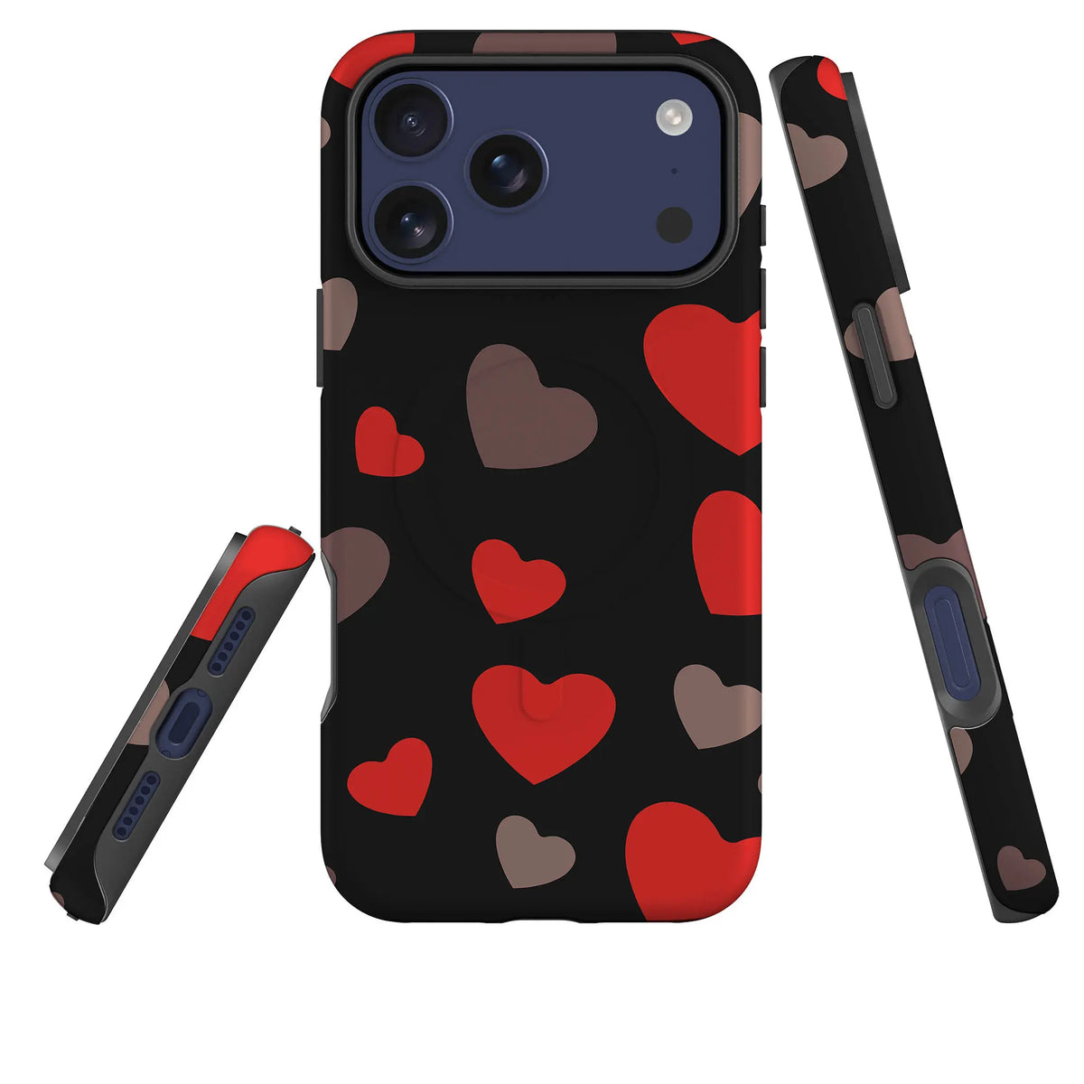 Red Hearts — Magsafe Tough Case for iPhone — Three Quarter — Finnaij