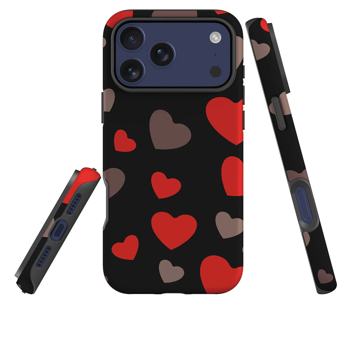 Red Hearts — Tough Case for iPhone — Three Quarter — Finnaij