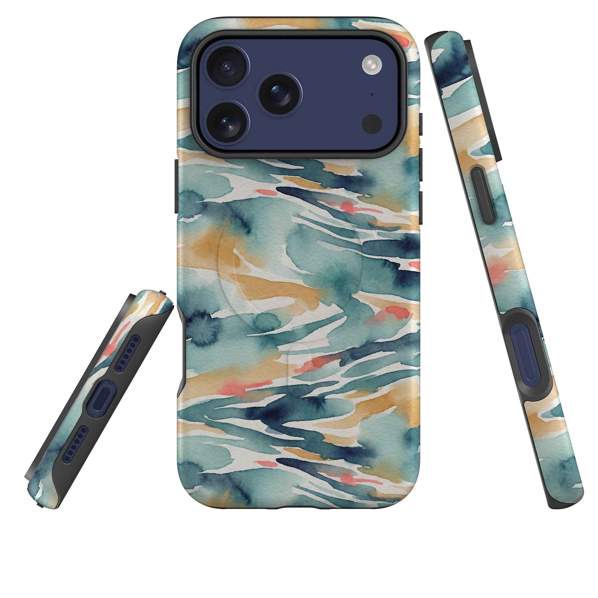 River Reflection Pattern Crop by Tobi Akinyemi — MagSafe Tough Case for iPhone — Three Quarter — Finnaij