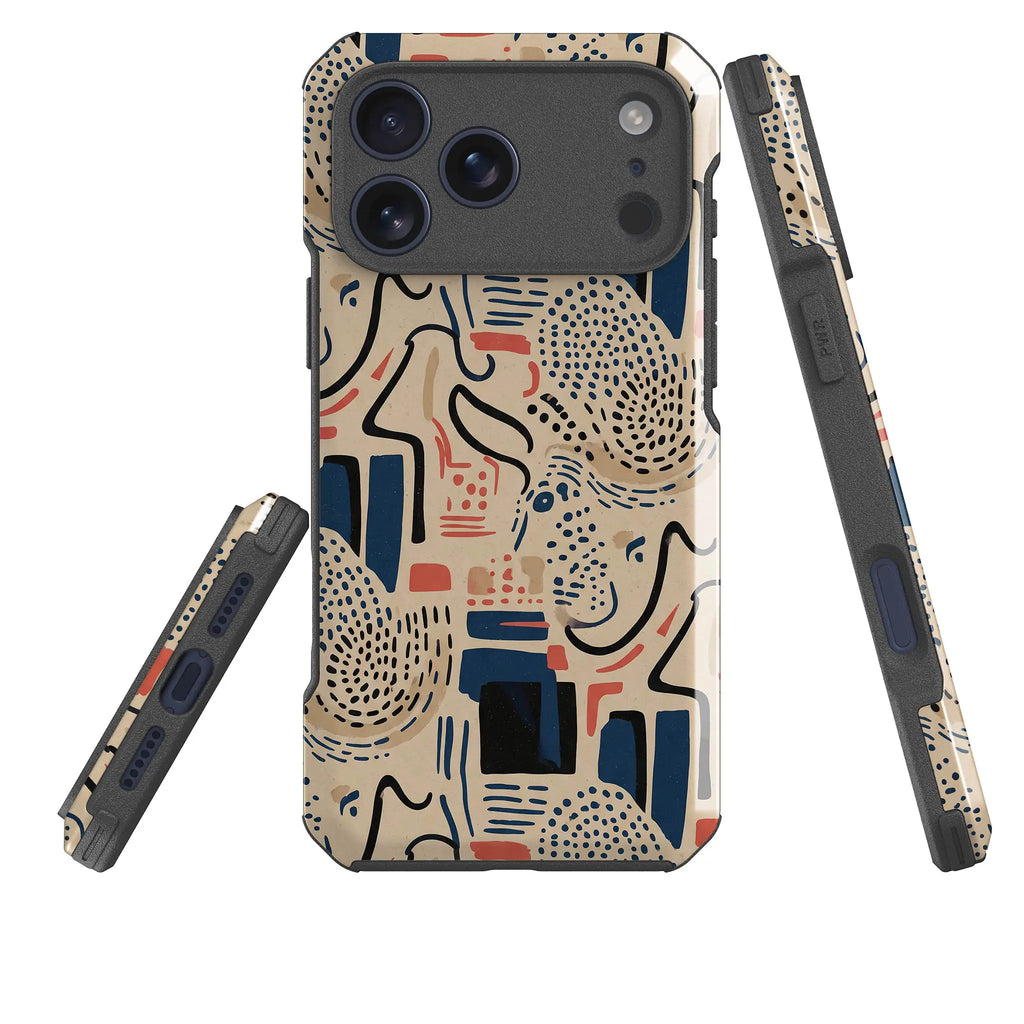 Sandstone Adire by Ada Okoye — Impact Armour MagSafe Case for iPhone — Three Quarter — Finnaij