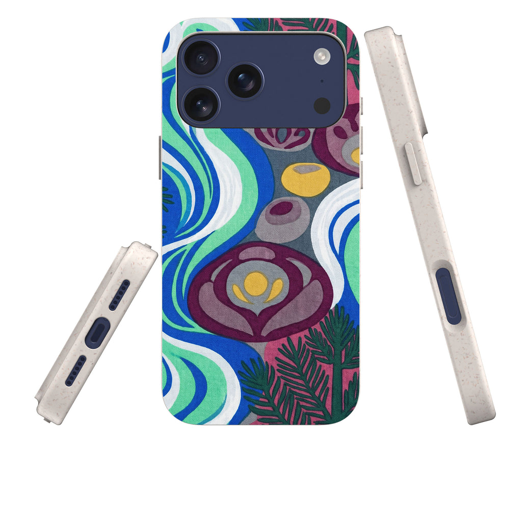 Sauna Bloom Motif by Aino Kallio — iPhone Bio-degradable Case — Three Quarter — Finnaij