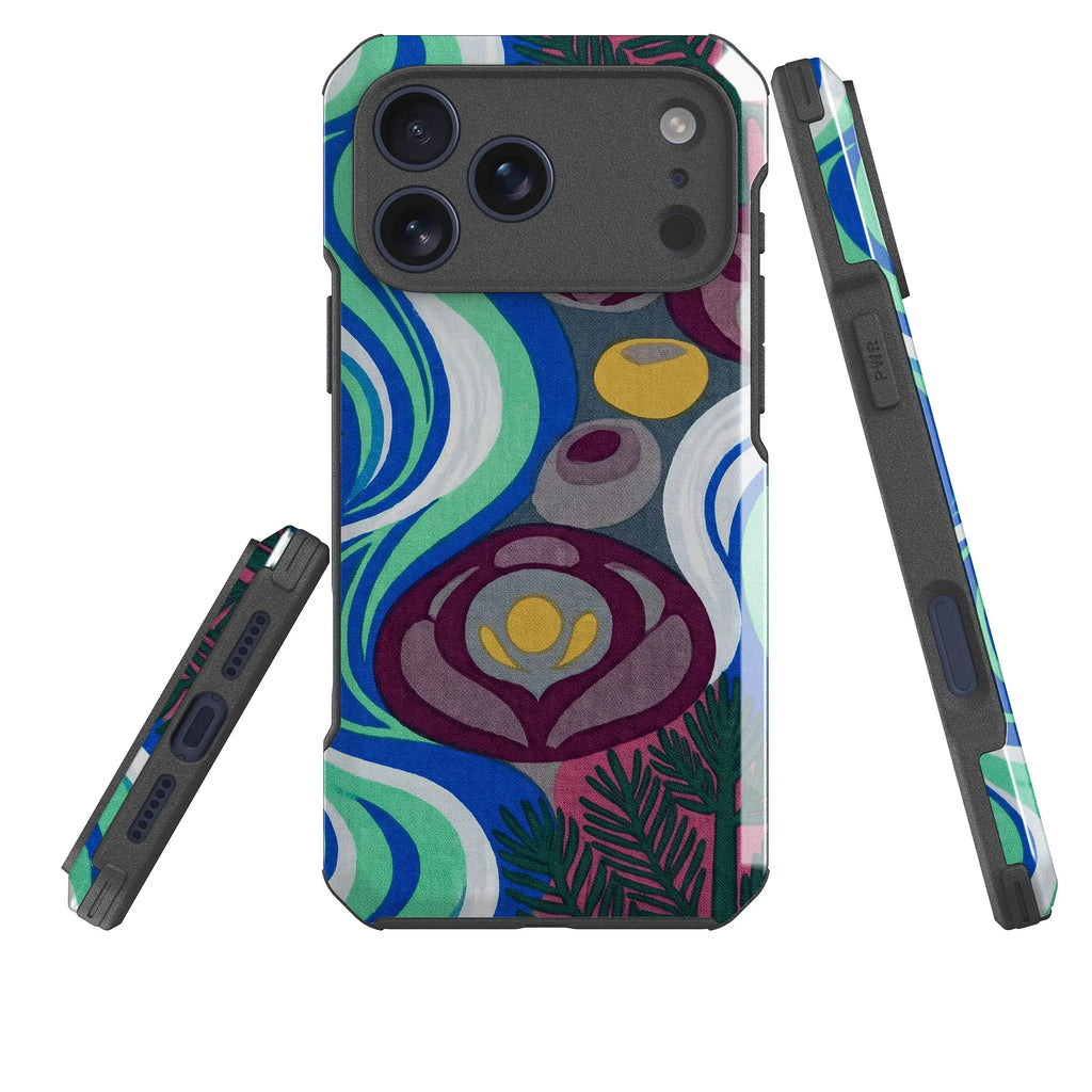 Sauna Bloom Motif by Aino Kallio — Impact Armour MagSafe Case for iPhone — Three Quarter — Finnaij