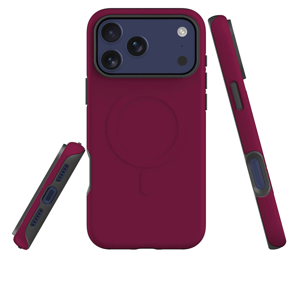 Simple Range Burgundy Orchid — MagSafe Tough Case for iPhone — Three Quarter — Finnaij