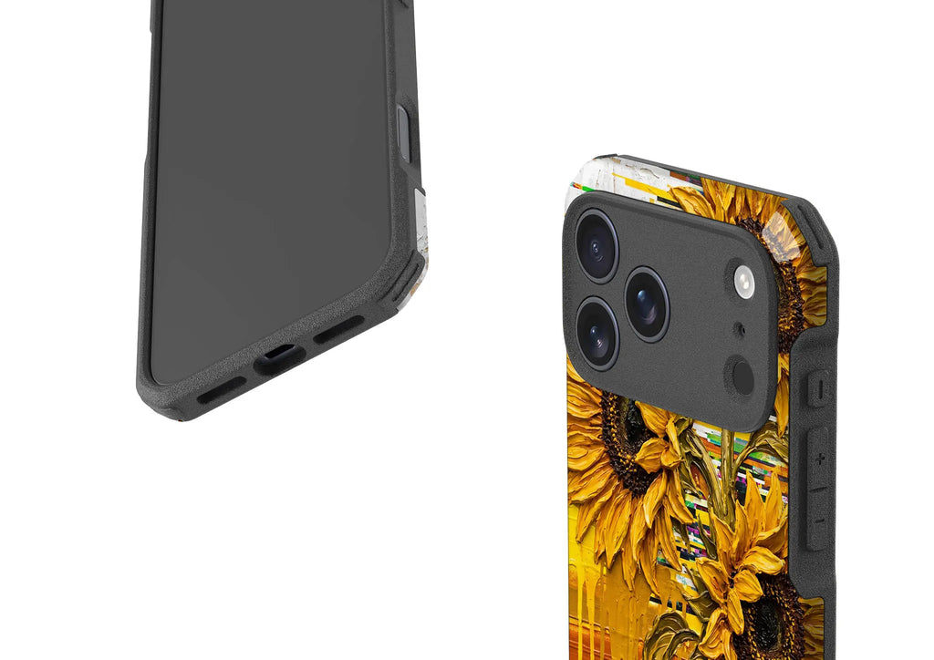 Sunflowers with Abstract Golden Chaos by Frida Lövström — Impact Armour MagSafe Case for iPhone — Finnaij