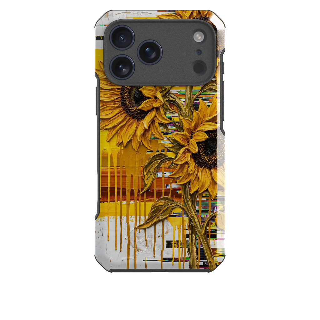Sunflowers with Abstract Golden Chaos by Frida Lövström — Impact Armour MagSafe Case for iPhone — Finnaij