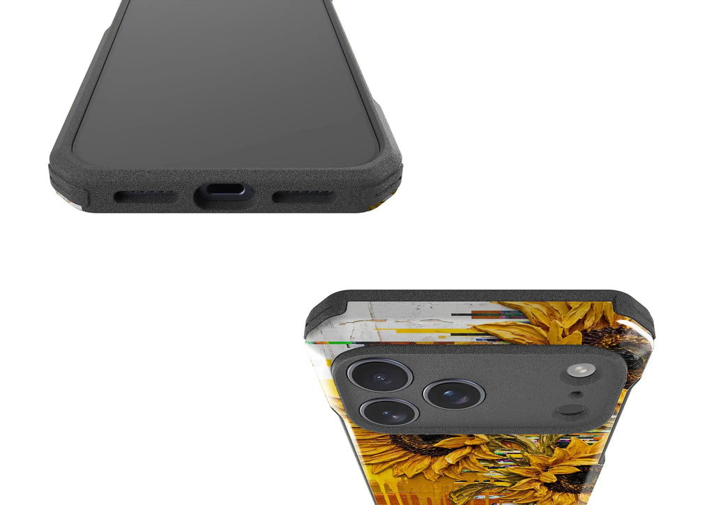 Sunflowers with Abstract Golden Chaos by Frida Lövström — Impact Armour MagSafe Case for iPhone — Finnaij