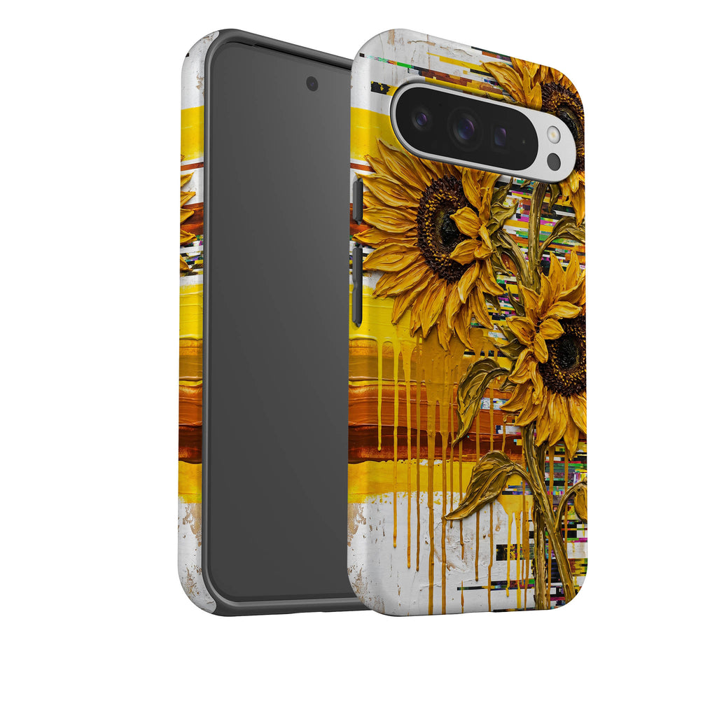 Sunflowers with Abstract Golden Chaos by Frida Lövström — Tough Case for Google — Finnaij