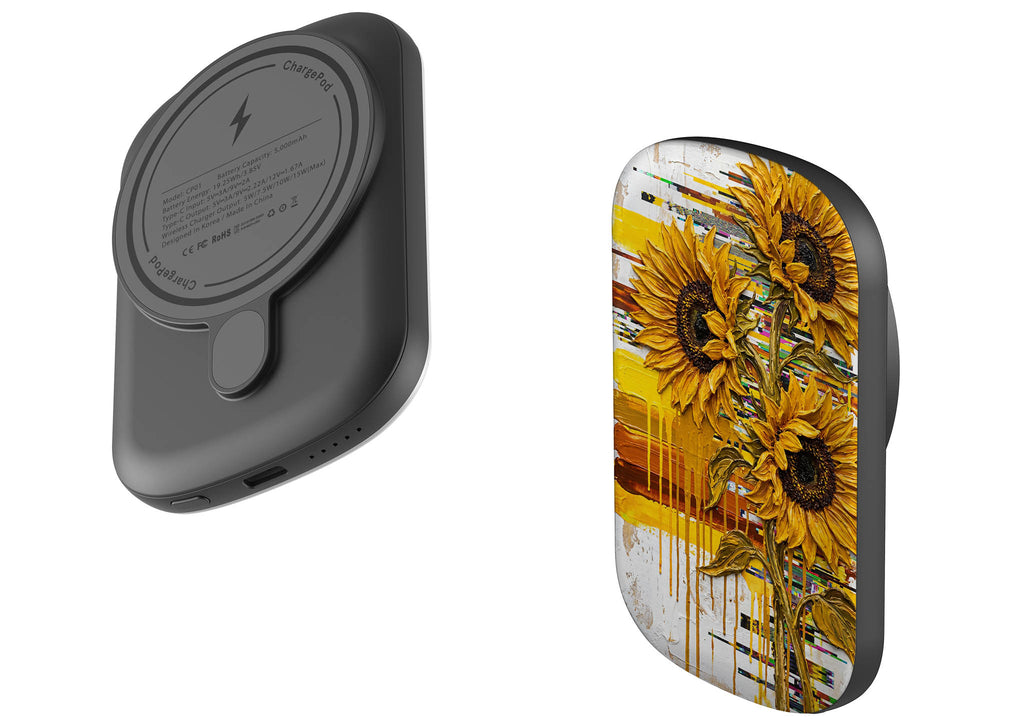 Sunflowers with Abstract Golden Chaos by Frida Lövström — MagSafe CHARGEPOD — Finnaij