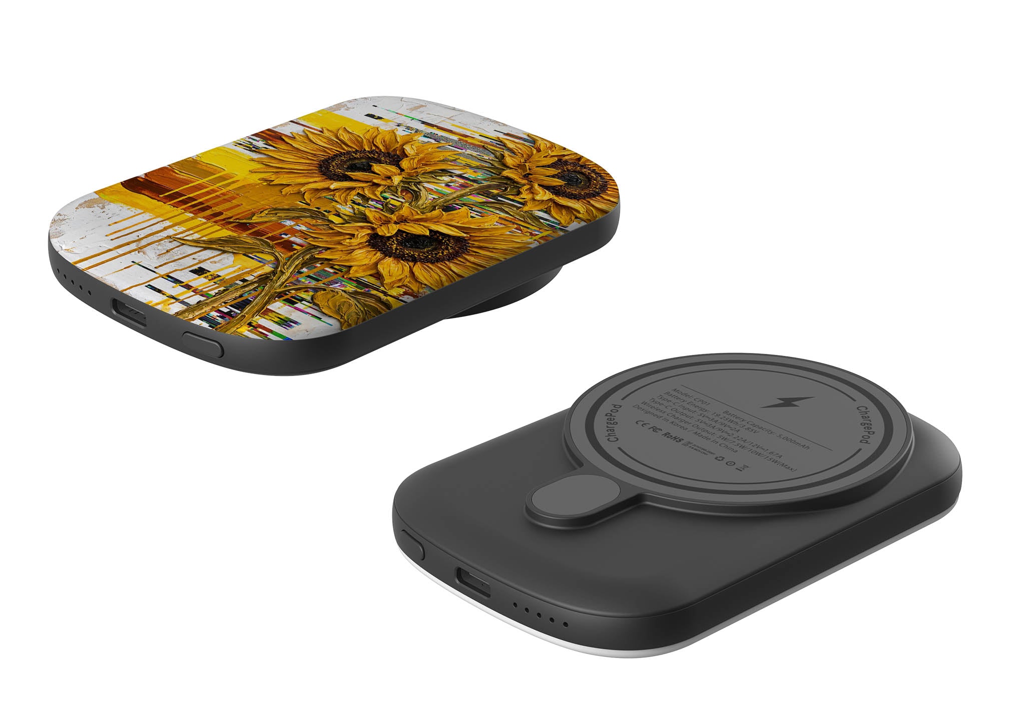 Sunflowers with Abstract Golden Chaos by Frida Lövström — MagSafe CHARGEPOD — Finnaij