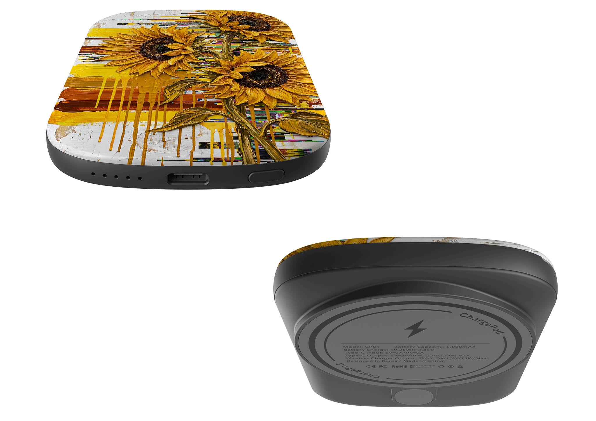Sunflowers with Abstract Golden Chaos by Frida Lövström — MagSafe CHARGEPOD — Finnaij