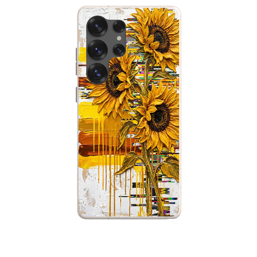 Sunflowers with Abstract Golden Chaos by Frida Lövström — Samsung Galaxy Bio-degradable Case — Finnaij