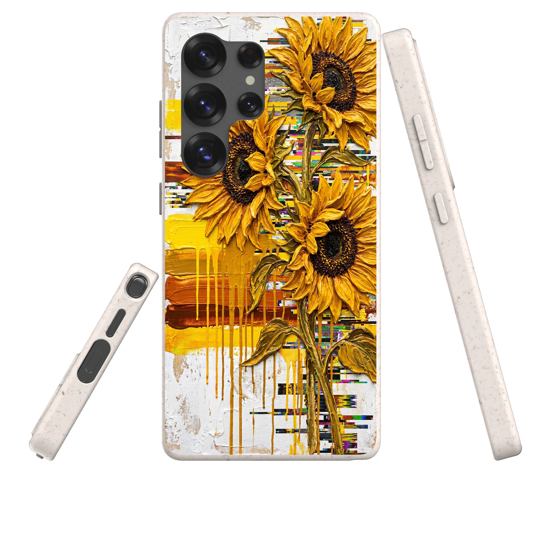 Sunflowers with Abstract Golden Chaos by Frida Lövström — Samsung Galaxy Bio-degradable Case — Finnaij