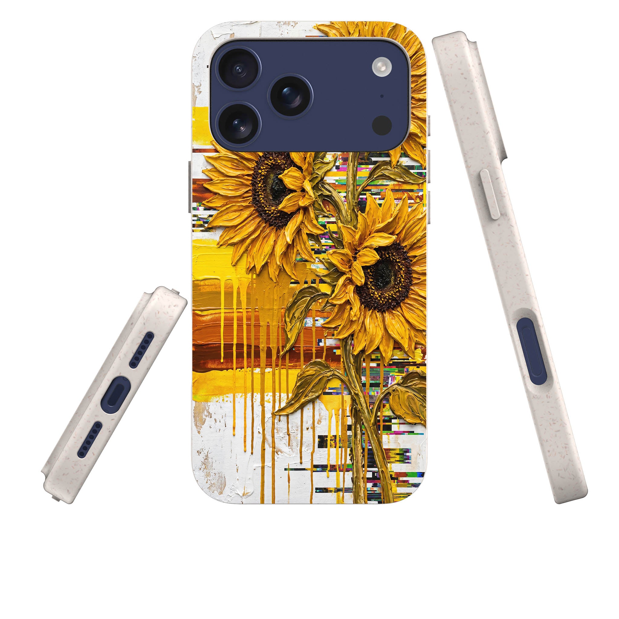 Sunflowers with Abstract Golden Chaos by Frida Lövström — iPhone Bio-degradable Case — Three Quarter — Finnaij