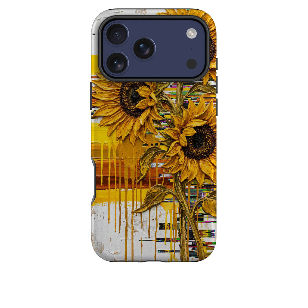 Sunflowers with Abstract Golden Chaos by Frida Lövström — Magsafe Tough Case for iPhone — Finnaij