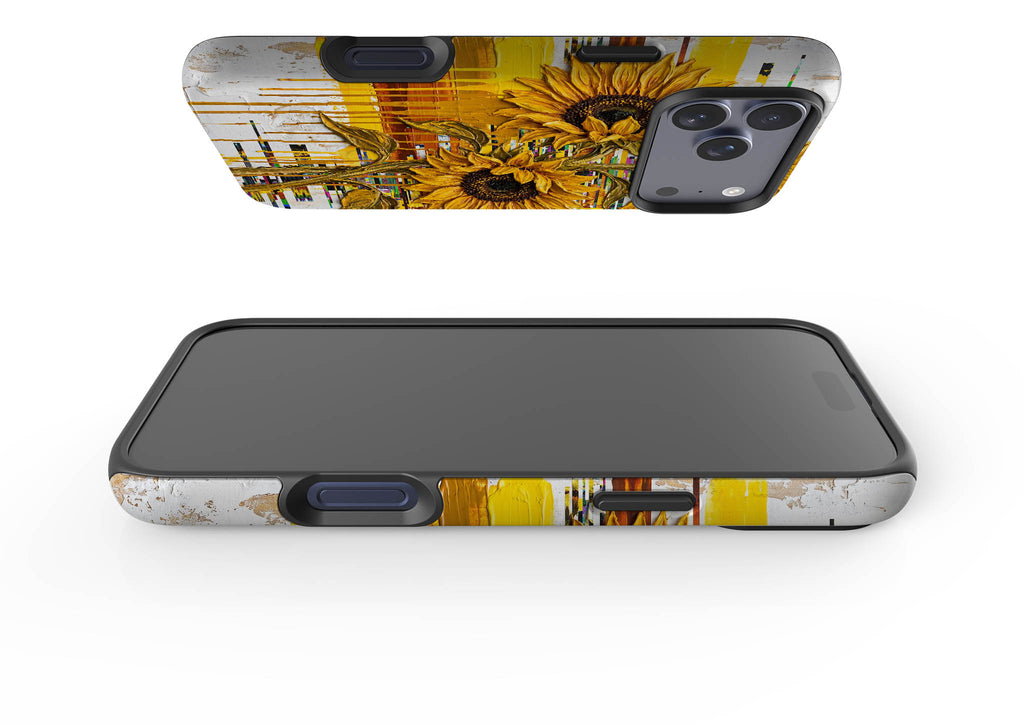 Sunflowers with Abstract Golden Chaos by Frida Lövström — Magsafe Tough Case for iPhone — Finnaij