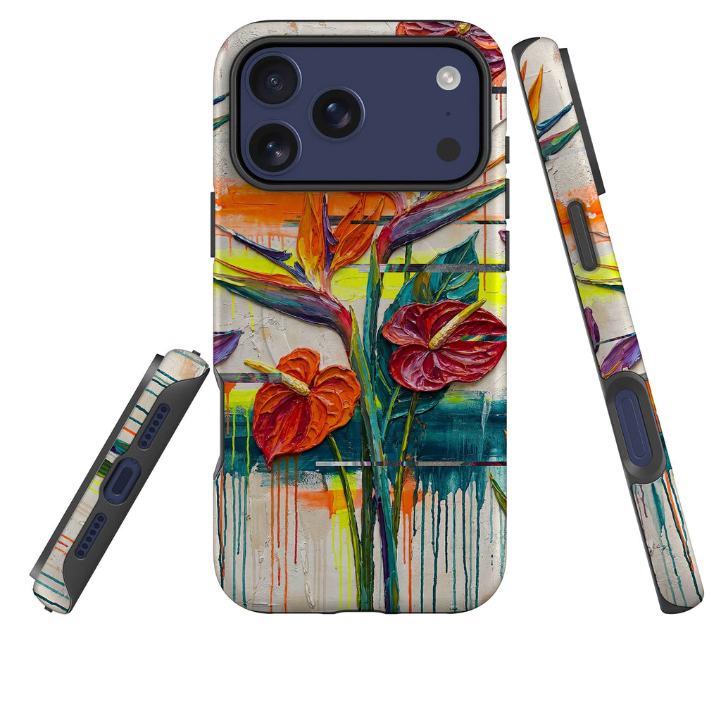 Tropical Flowers by Frida Lövström — Magsafe Tough Case for iPhone — Three Quarter — Finnaij