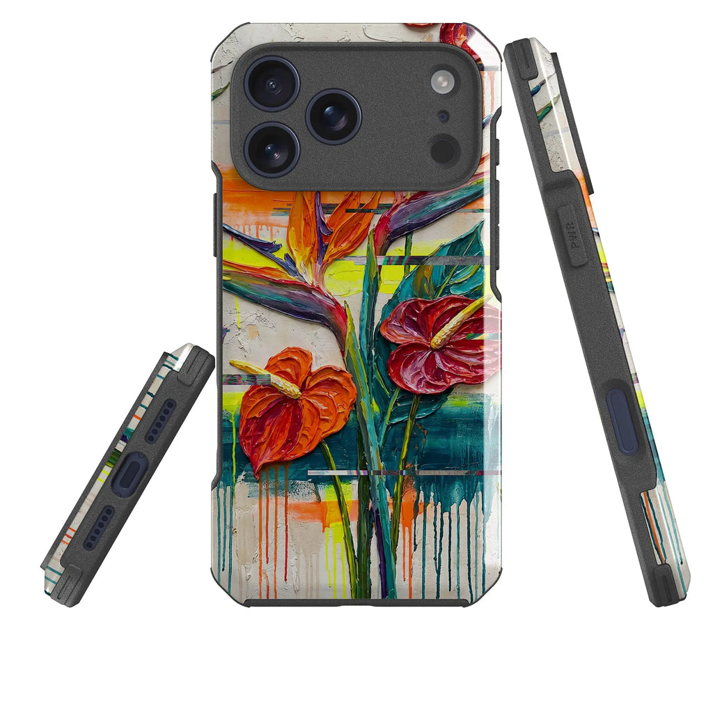 Tropical Flowers by Frida Lövström — Impact Armour MagSafe Case for iPhone — Three Quarter — Finnaij