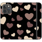 White & Black Hearts Vegan Leather — Folio Wallet Case for iPhone — Finnaij