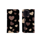 White & Black Hearts Vegan Leather — Folio Wallet Case for iPhone — Finnaij