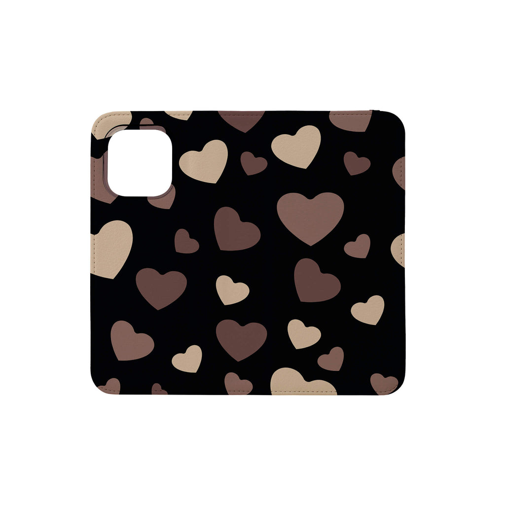 White & Black Hearts Vegan Leather — Folio Wallet Case for iPhone — Finnaij