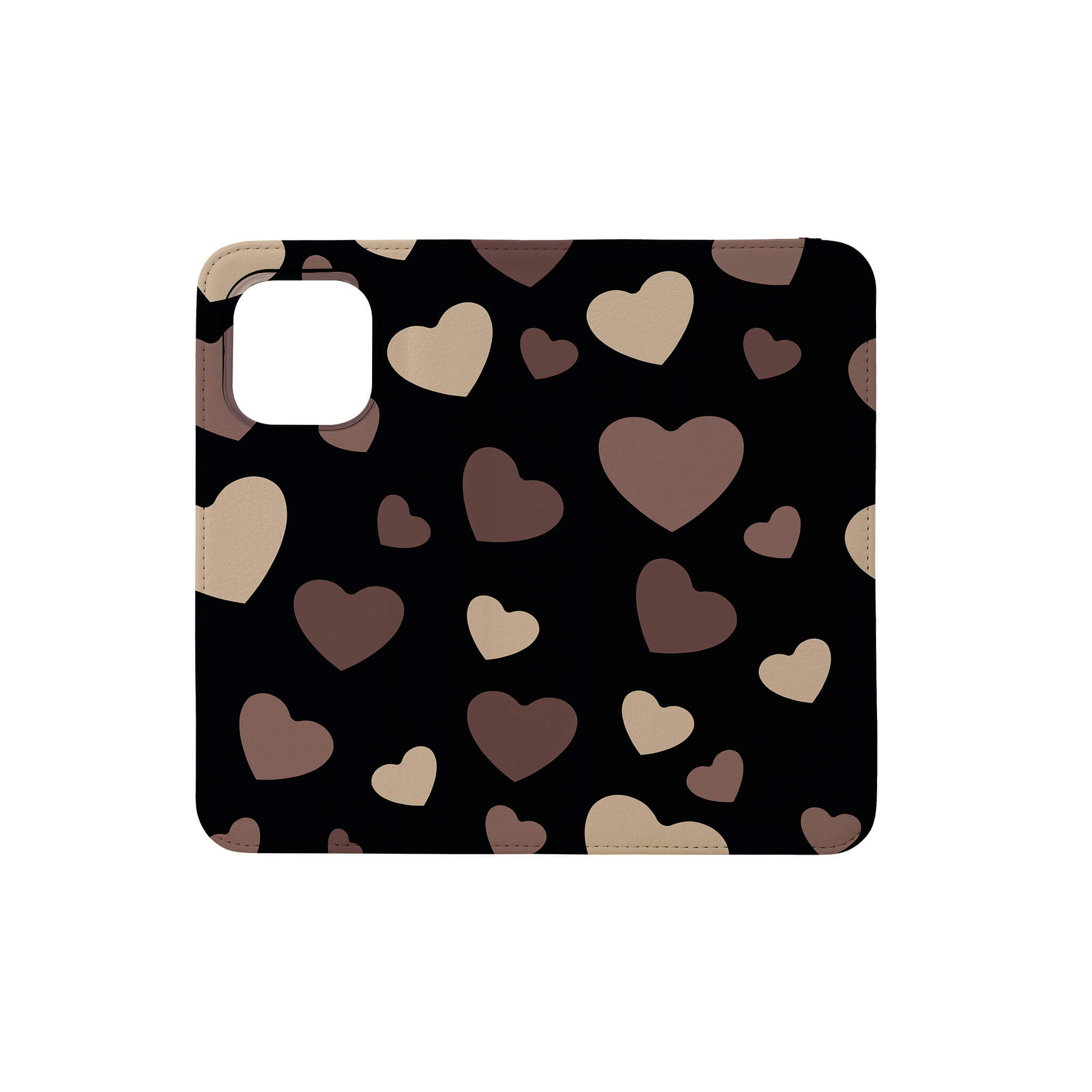 White & Black Hearts Vegan Leather — Folio Wallet Case for iPhone — Finnaij