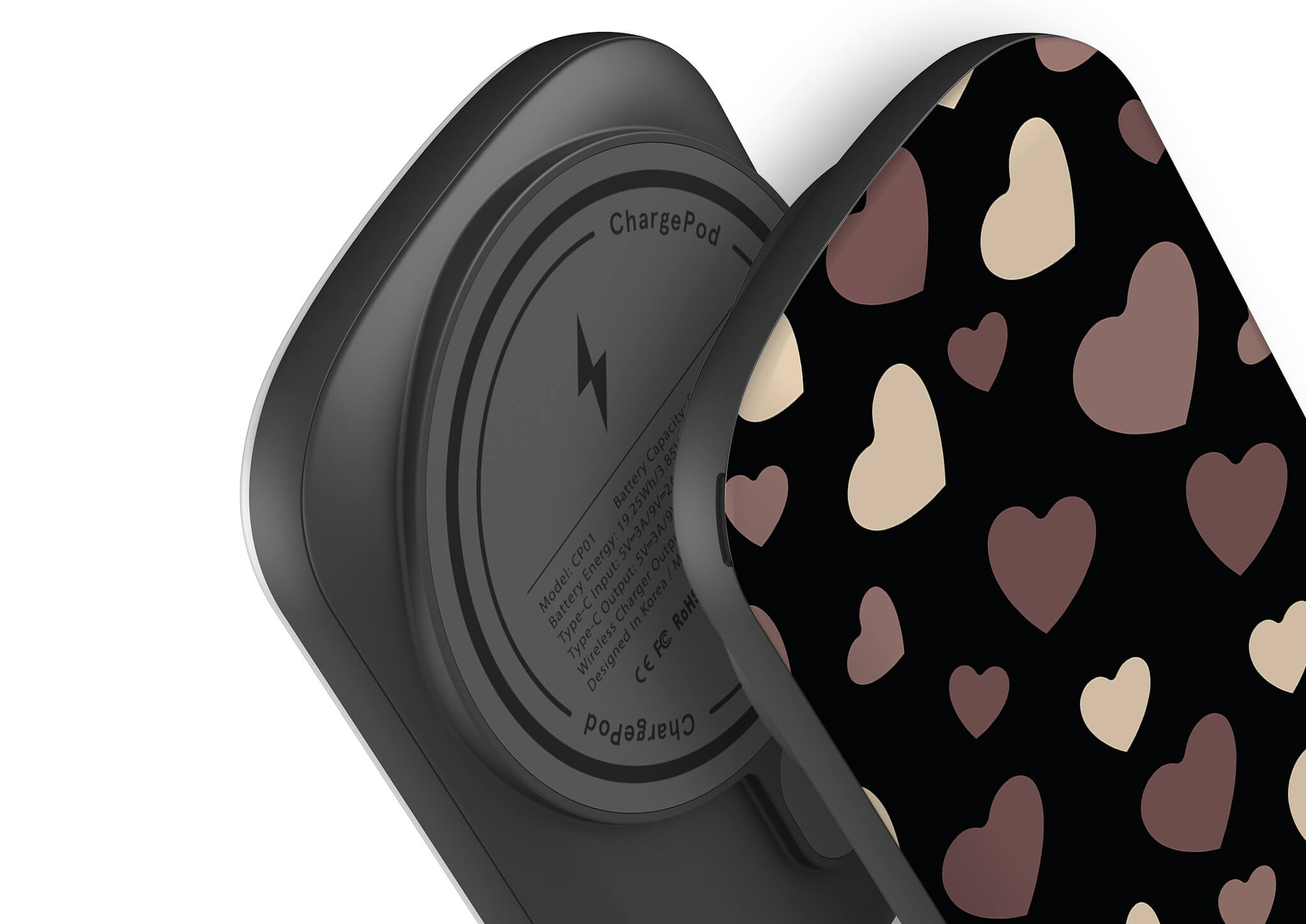 White & Black Hearts MagSafe CHARGEPOD — Finnaij