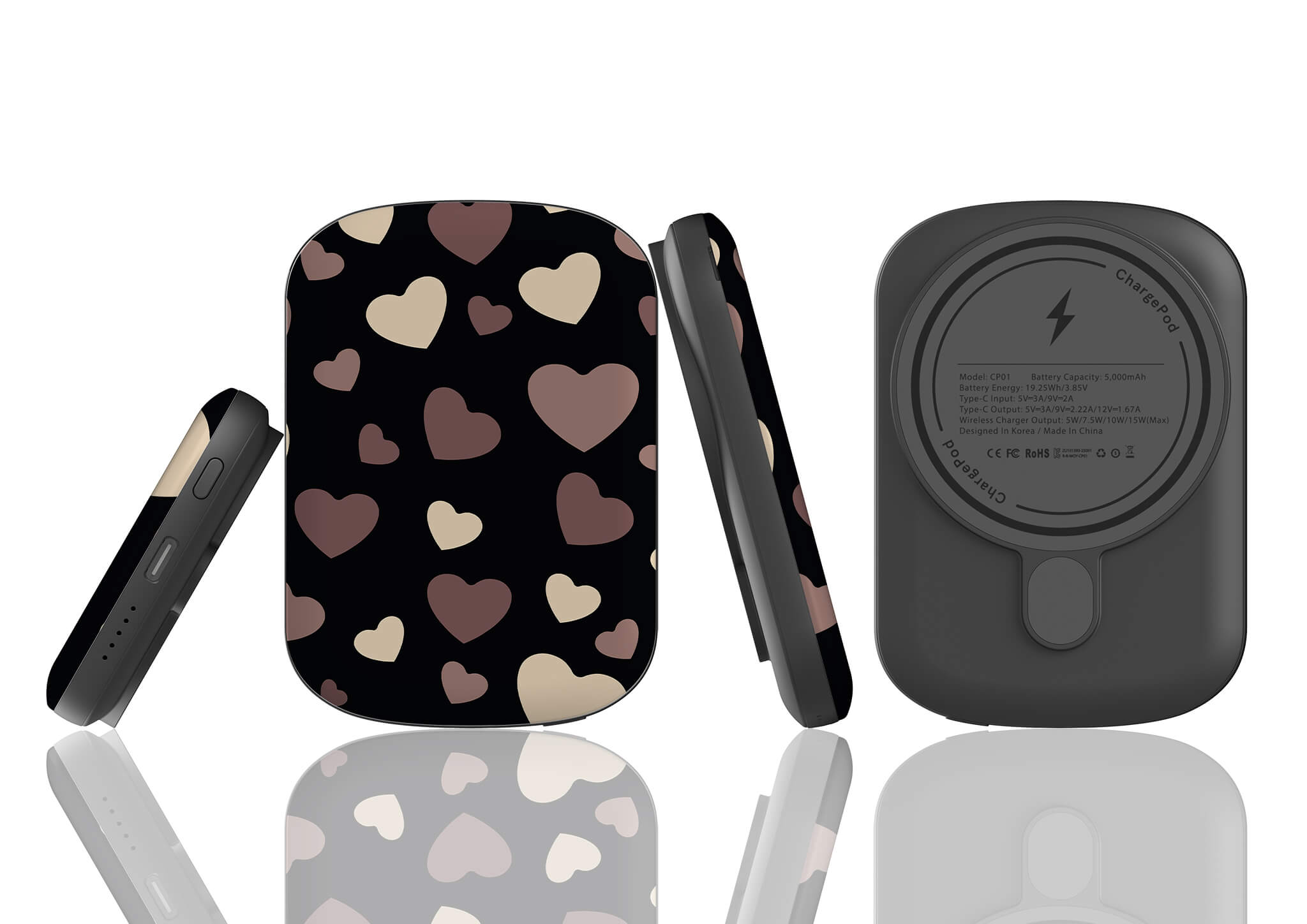 White & Black Hearts MagSafe CHARGEPOD — Finnaij