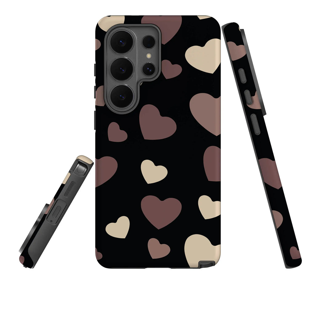 White & Black Hearts — Tough Case for Samsung — Three Quarter — Finnaij