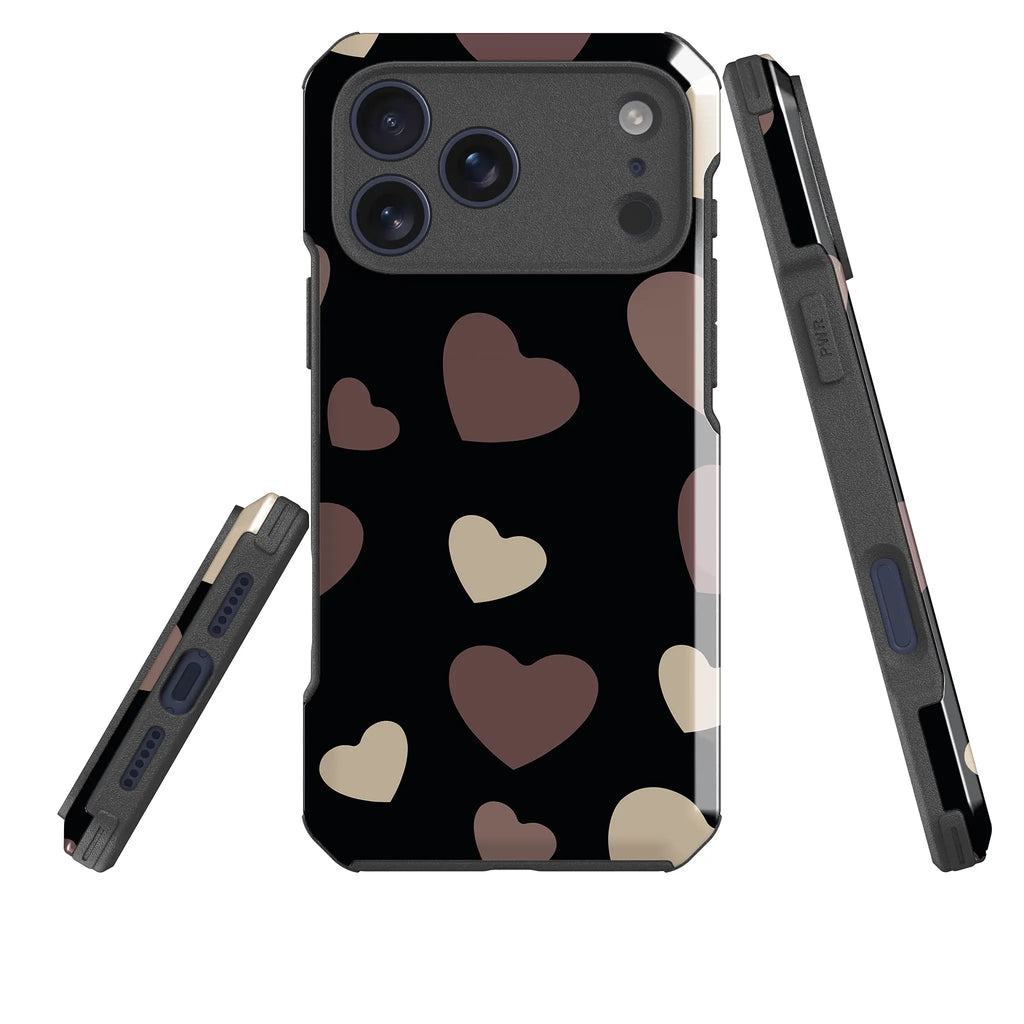 White & Black Hearts — Impact Armour MagSafe Case for iPhone — Three Quarter — Finnaij