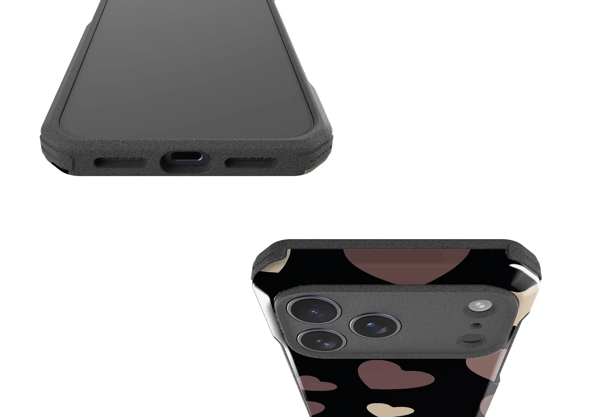 White & Black Hearts — Impact Armour MagSafe Case for iPhone — Finnaij