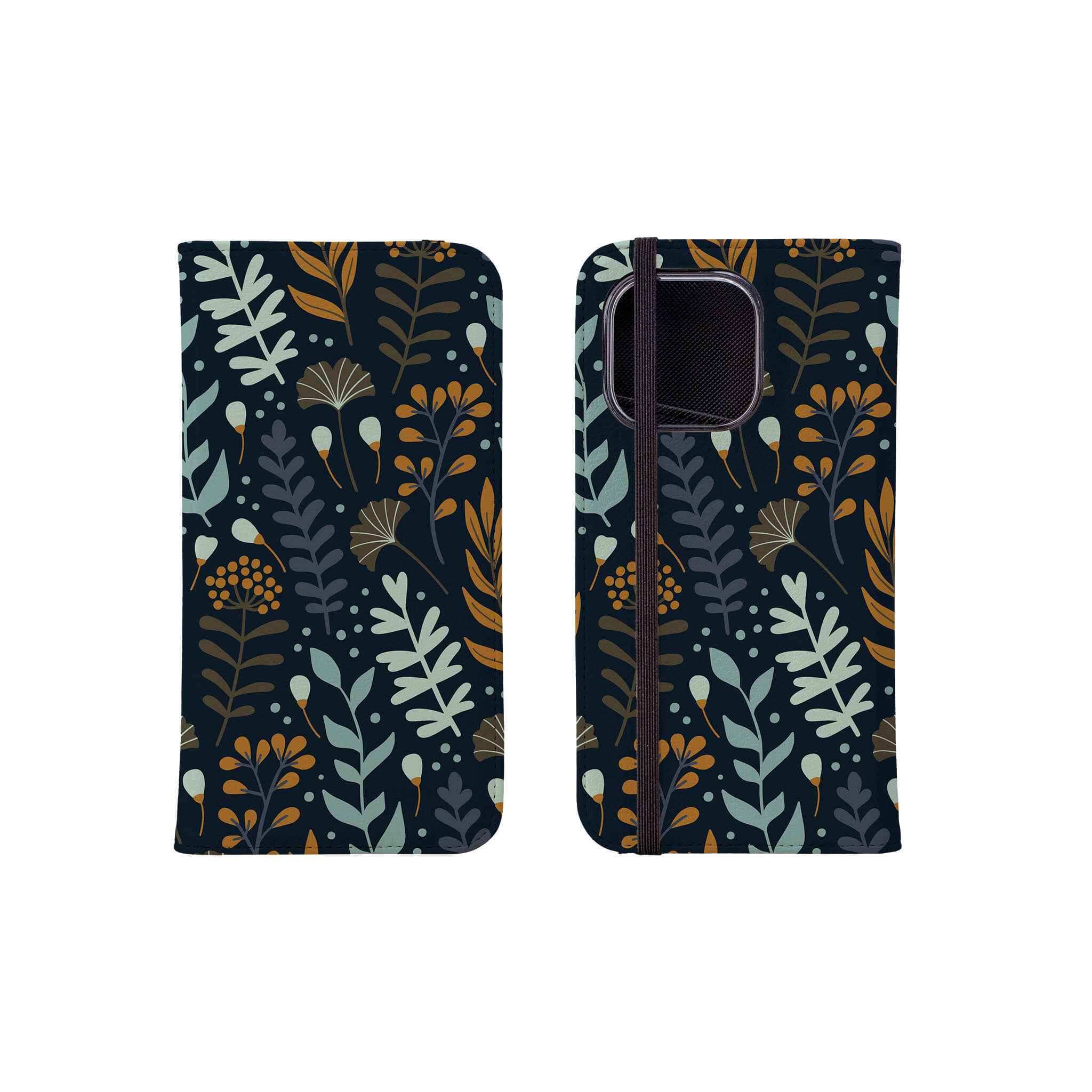 Wild Floral Vegan Leather — Folio Wallet Case for iPhone — Finnaij